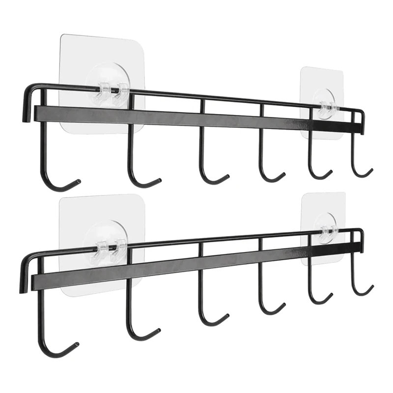 

Adhesive Wall Hooks Rack Kitchen Rail, Space Saving Wall Hanger No Drilling Wall MoUnted Accessory Hanger Pack Of 2