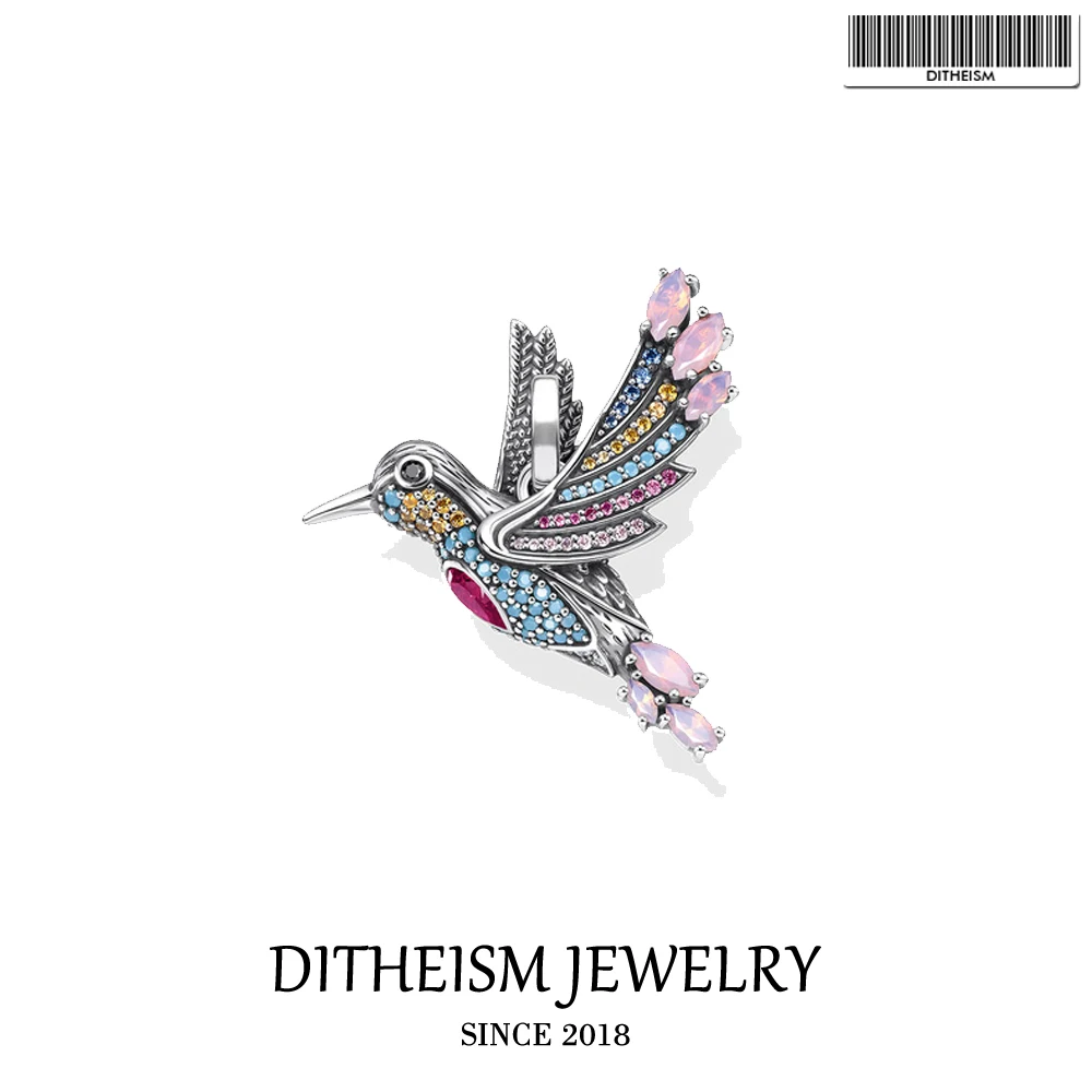 Ожерелье и сумка с подвеской в виде Колибри из серебра 2021 пробы 925