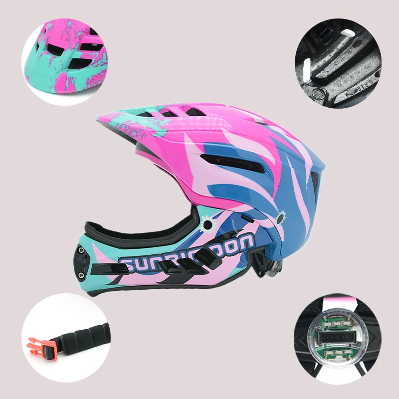 Детский велосипедный шлем съемный на все лицо для горных велосипедов BMX