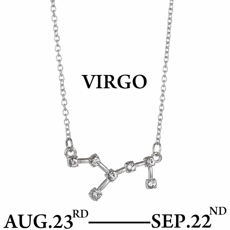 Virgo Серебряное ожерелье со знаком зодиака и звездой 12 Созвездие с подвеской, стразы, ожерелье-чокер, подарок на Рождество, день рождения - Окраска металла: Virgo