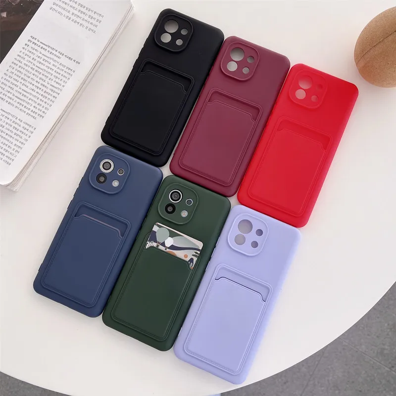 

Card Bag Phone Case For Xiaomi Redmi Note 10 10S 9S 9 8 Pro Mi 11 9T 10T Note 10 Lite POCO X3 NFC M3 F3 Soft Silicone Back Cover