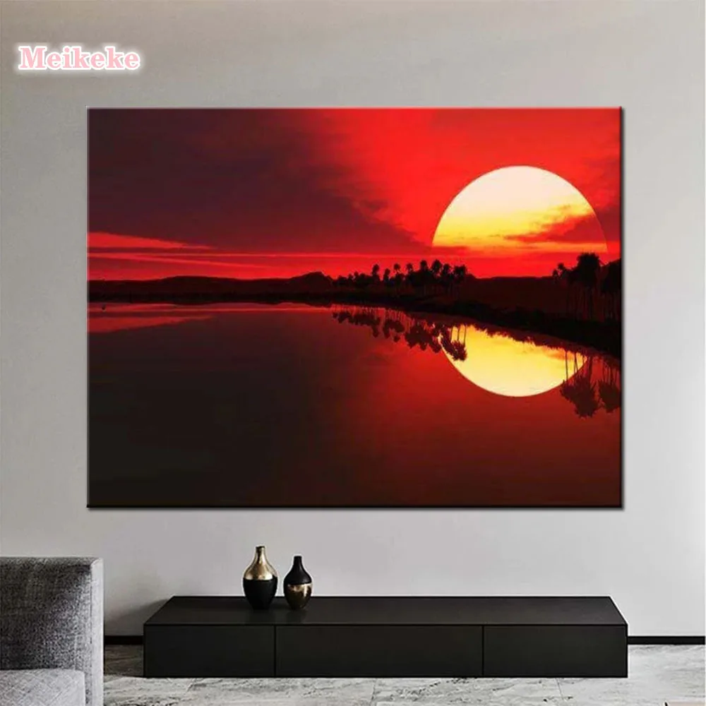 

Full Square Diamond 5D Diamond Painting Sunset Embroidery Cross Stitch Rhinestone Mosaic Painting Decor Gift