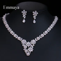 emmaya new arrival aaa cubic zircon elegant jewerly sets with vivid flower silver plated necklaces earrings crystal gift