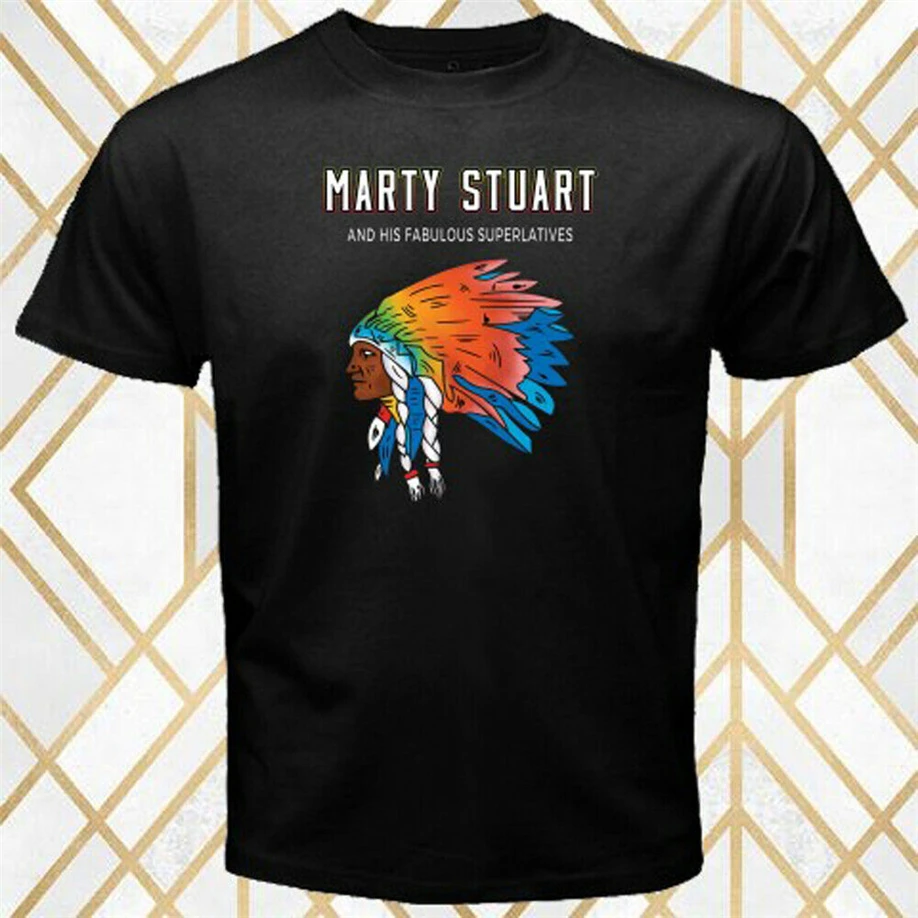 Марти Стюарт кантри певец Обложка альбома Мужская черная футболка Размер S 3XL