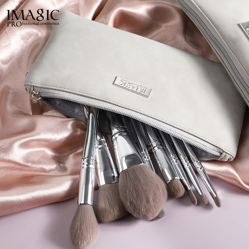 

13Pcs Silver Handle Makeup Brushes With Bag Set For Cosmetic Face Eyeshadow Loose Powder Blending Make Up Brush Beauty Tools