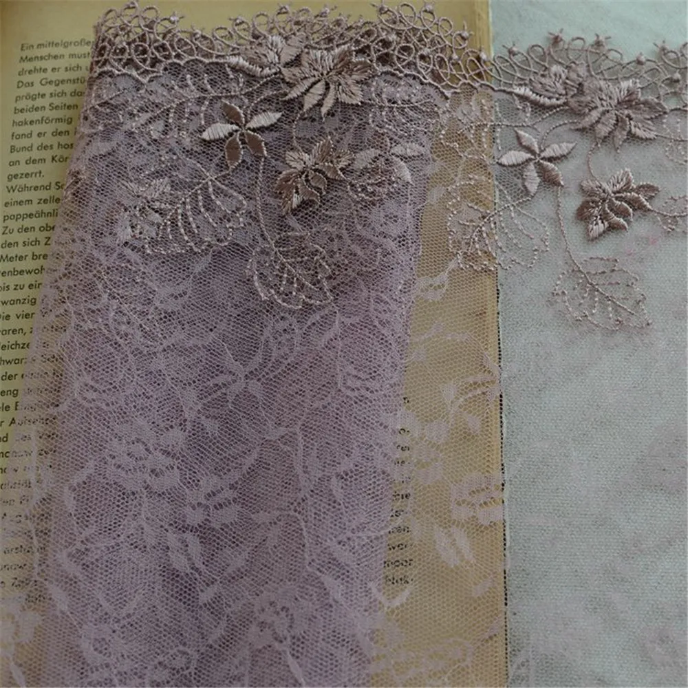 Изысканная черная кофейная сетка с вышивкой кружевная Цветочная юбка занавеска