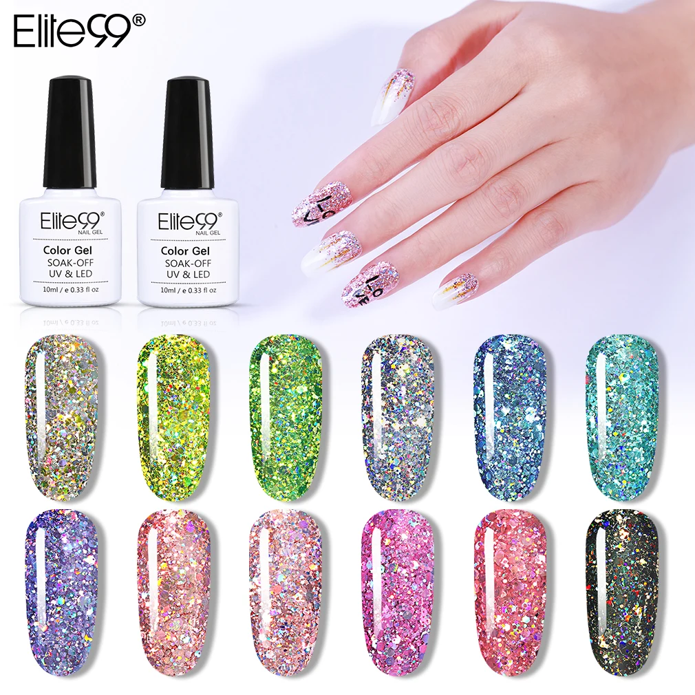 Блестящий УФ Гель лак Elite99 10 мл блестящий для ногтей Полупостоянный