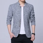 Мужской приталенный китайский Блейзер, мужской блейзер с воротником-стойкой, мужской пиджак, пиджак в деловом стиле, модное офисное мужское платье