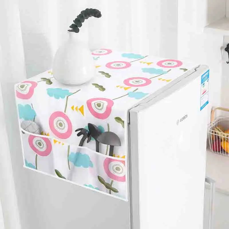 

PEVA Refrigerator Dust Cover Washing Machine Top Cover For Home Printed Storage Organizer Bag For Refrigerator Kitchen Items