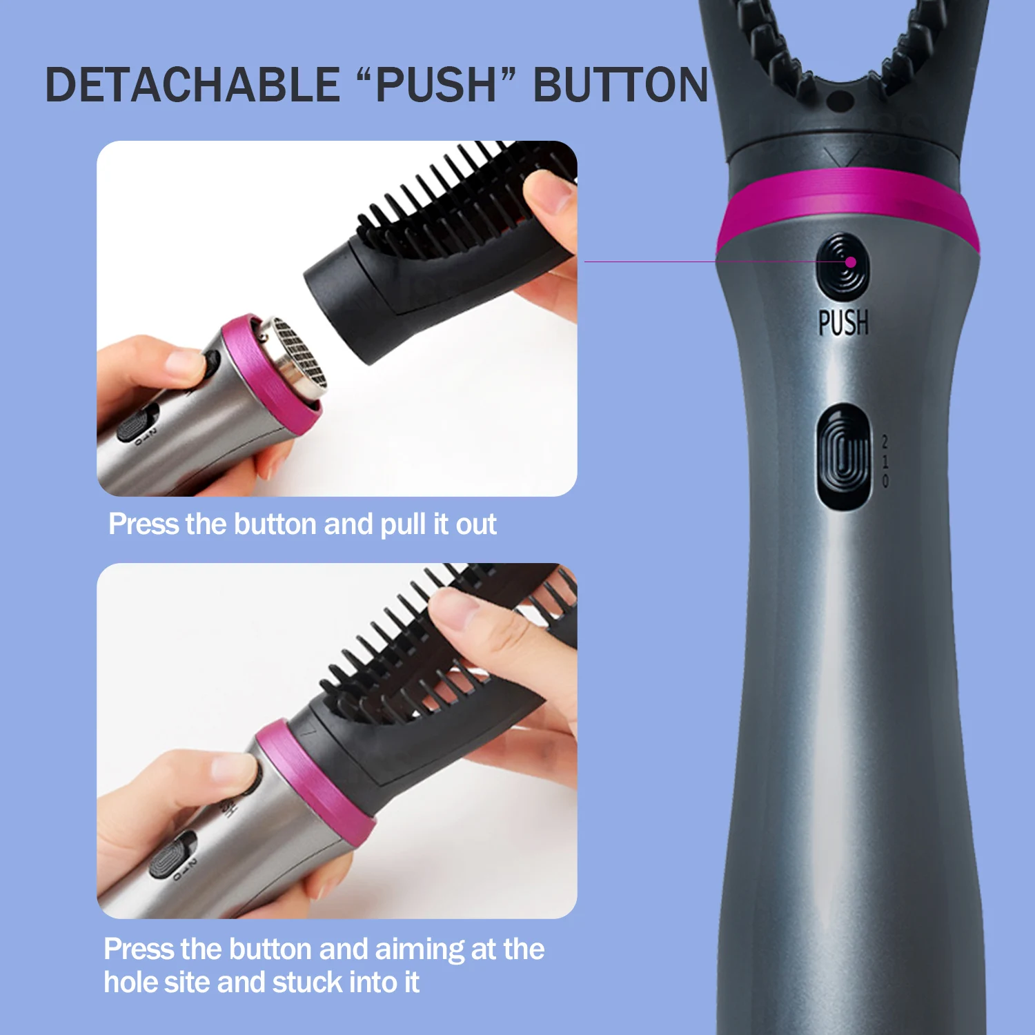 

2021 Hair Dryer Brush 5 in 1 Hot Air Brush Dryer Curling Iron Comb Message Brush Salon Drying Styling Tools