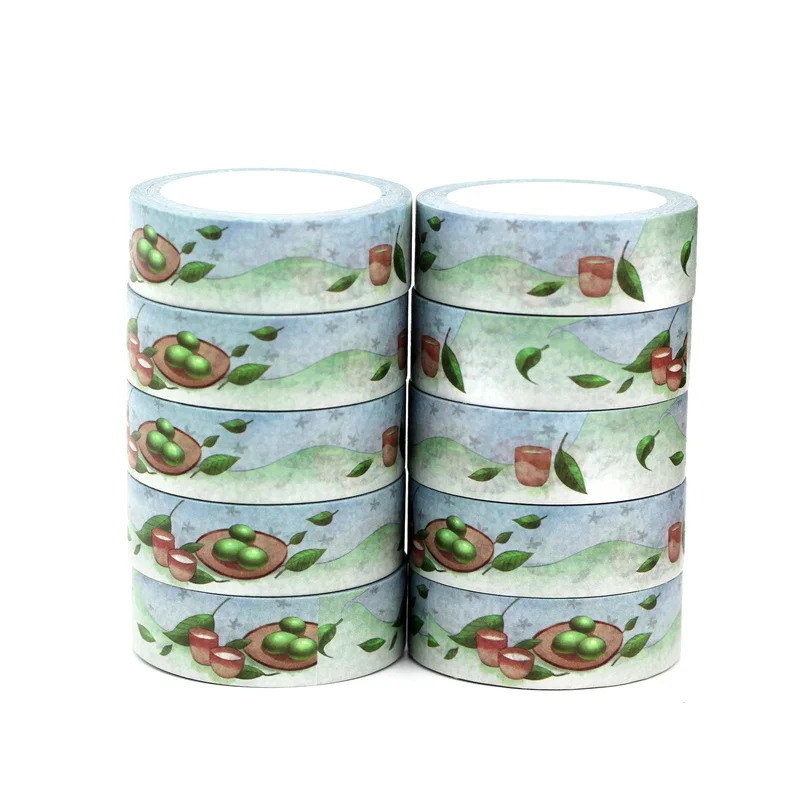

NEW 10pcs/Lot Decorative Cute Food and Leaf Washi Tapes Japanese Paper Bullet Journal Adhesive Masking Tape Stationery