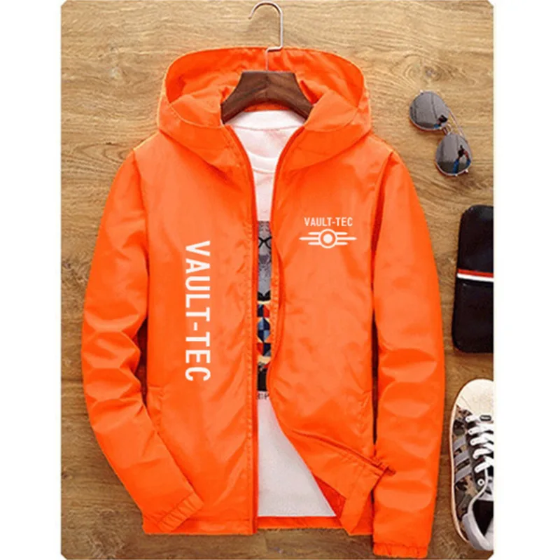 

2021 Hot-Selling Men's And Women's Spring And Autumn Casual Zipper Thin Polyester Hooded Jacket Fashion Printing Windbreaker