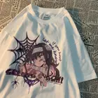 Летняя Готическая эстетичная Свободная Женская футболка, черная гранж-уличная женская футболка, футболка в стиле Харадзюку Y2K