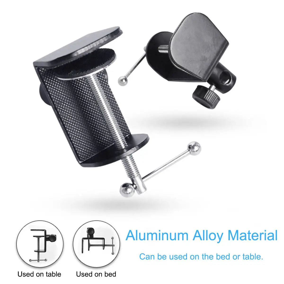 Aluminum/Plastic 360° Adjustable Bed Tablet Stand Phone Holder Bedside Lazy Bracket for Tablets/Phones