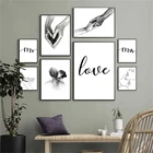 Постер на холсте с абстрактным изображением влюбленных пар, белого и черного цветов, минималистская Настенная картина для домашнего дизайна, ручная роспись на стену