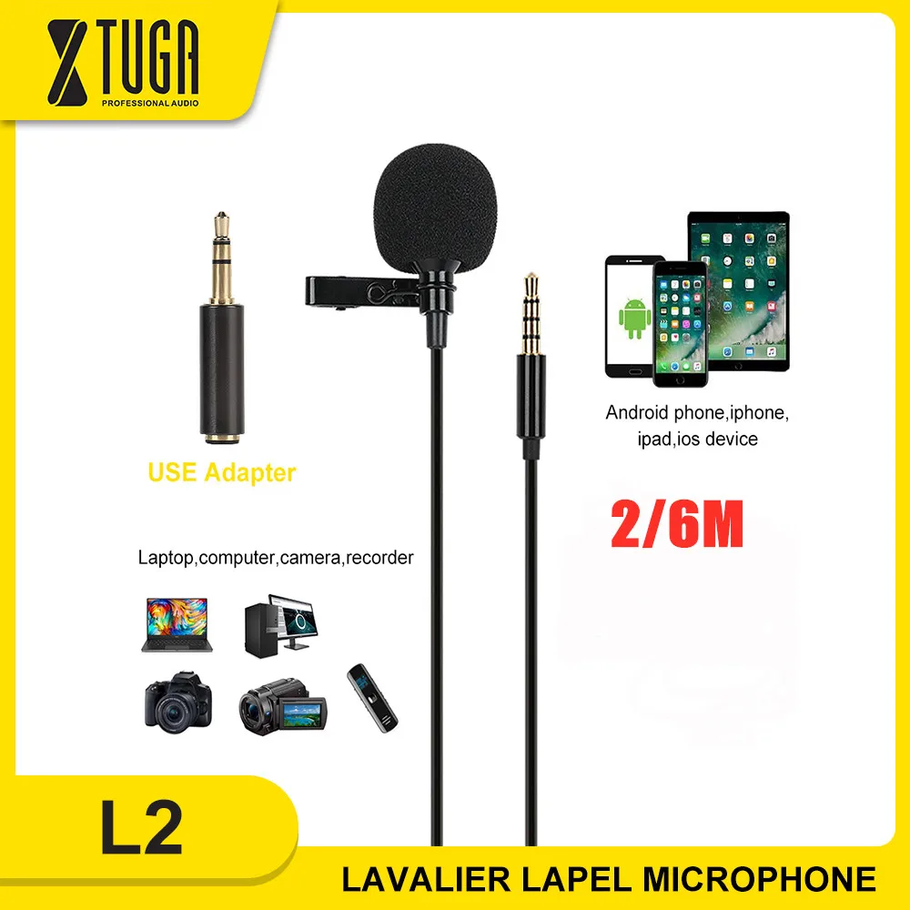 Профессиональный петличный микрофон XTUGA всенаправленный с простой клипсой для