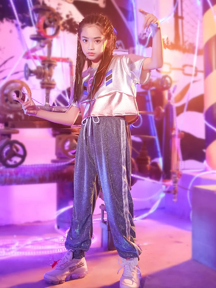 Детский джазовый костюм для девочек уличный с коротким рукавом детский школьный