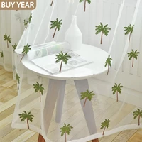 new curtains for living dining room coconut tree screen bedroom mesh bottom embroidery white tulle curtains french window