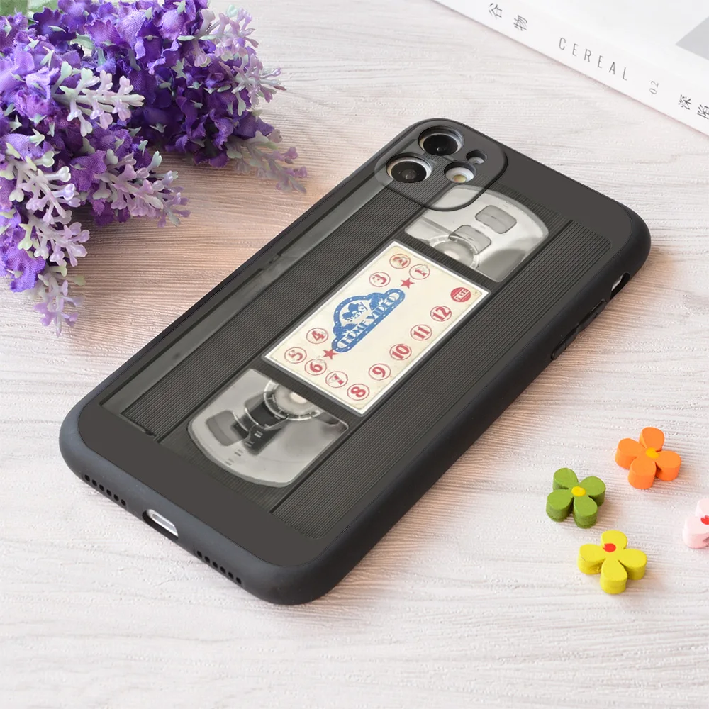 

For iPhone Vhs Rental Tape Print Soft Matt Apple Case