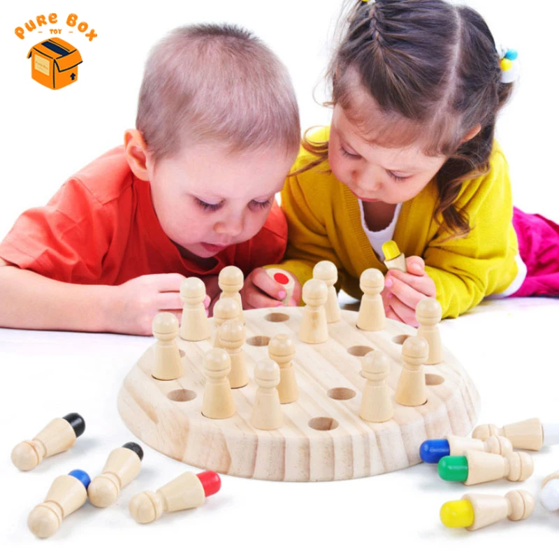 

Детские деревянные шахматы с памятью, настольная игра, игрушки, когнитивные игрушки Монтессори для раннего развития, обучающая игрушка для ...