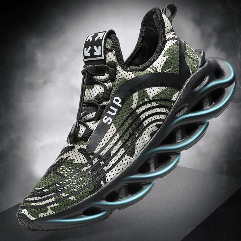 

Men's Running Shoes Breathable Fashion Mixed Color Camouflage Sneakers Air Mesh Heighten Shock Absorption Casual Sports Shoes