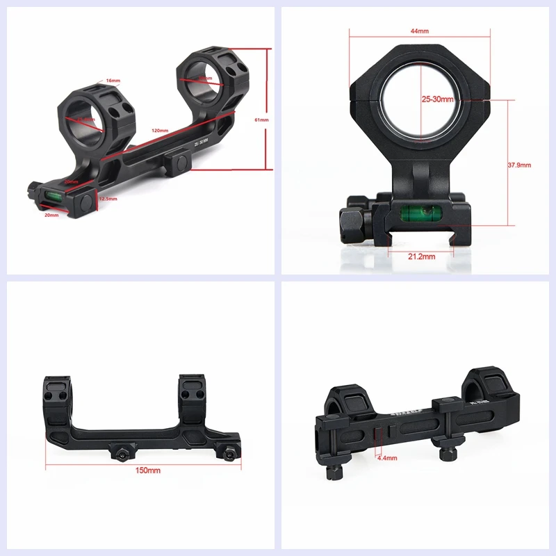 

Tactical Gun AR15 Rifle Optic Scope Mount 25.4mm/30mm QD Rings Mount with Bubble Level For 20mm Picatinny Rail