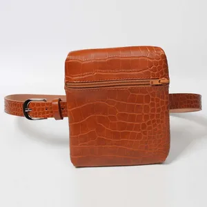 10pcslot fashion popular alligator phone waist bag leather belt zipper fanny pack women decoration waist belt pack free global shipping