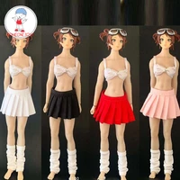 112 female black red white pleated skirt white lace bra underwear for 6 inch tbleague action figure dolls toy
