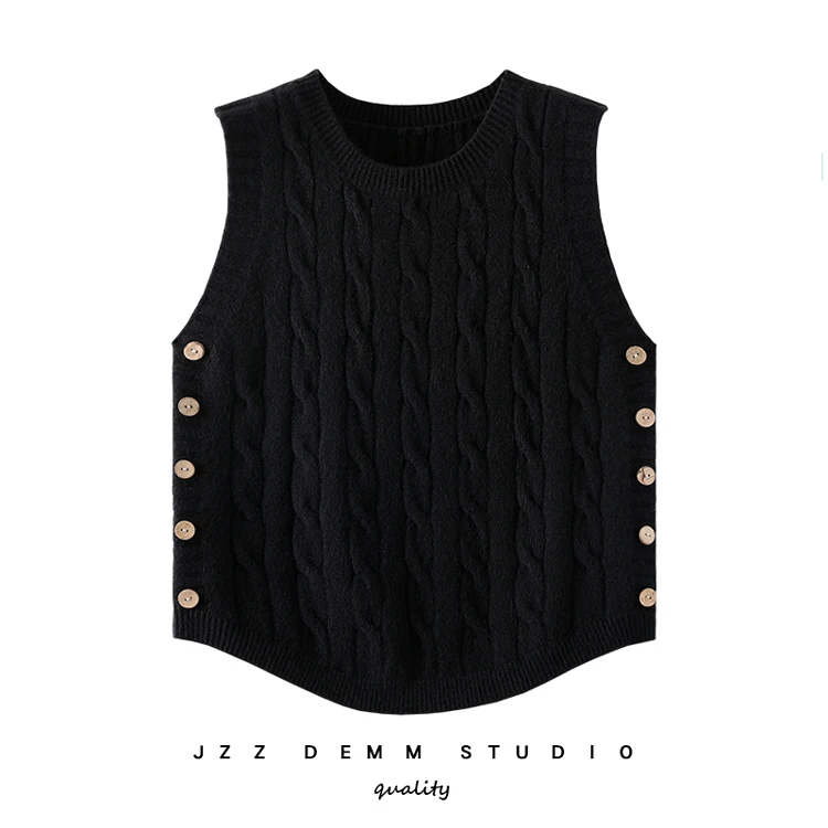 

Knitted Vest Thick Sweater Sleeveless Women Women Autumn Crew Neck Sweaters Woman Sleeveless Pullover Pullover Grey Vest HH50MY