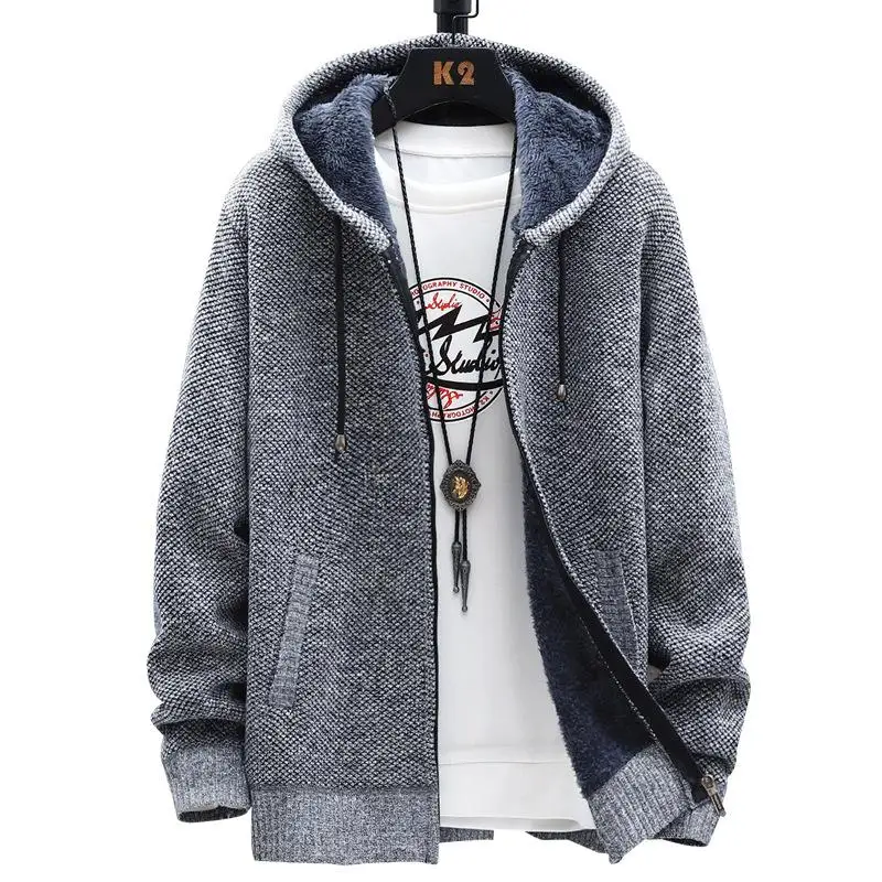 

Sweater Cardigan Men's Autumn Hooded Zipper Fleece Coats Man Fashion Casual Solid Jumpers Fleece Jackets Slim Fit M-3XL