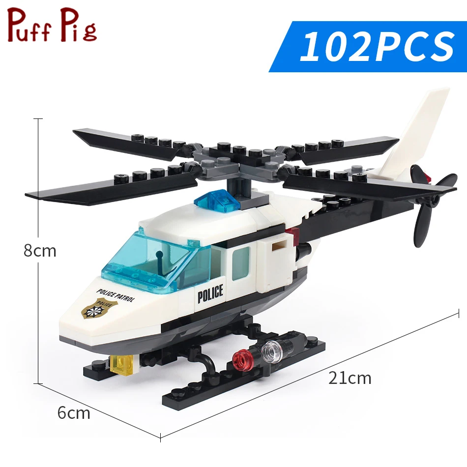 Вертолет городской полиции Air Force самолет мотоцикл строительные блоки военные