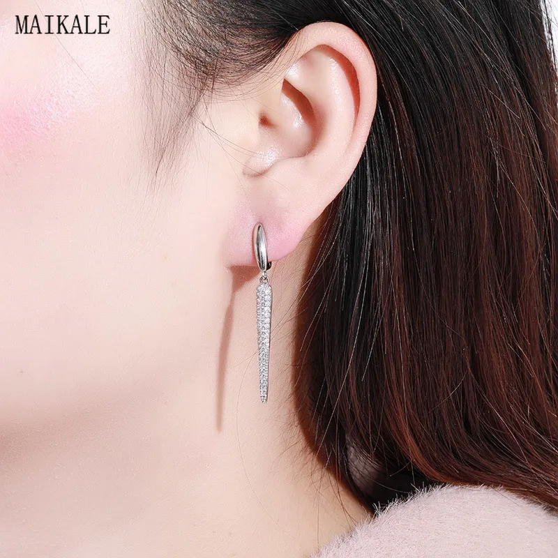 MAIKALE, новинка, модные милые циркониевые серьги-гвоздики для женщин, кубический цирконий, золото, серебро, клипса геометрической формы, серьги, ювелирное изделие, подарок