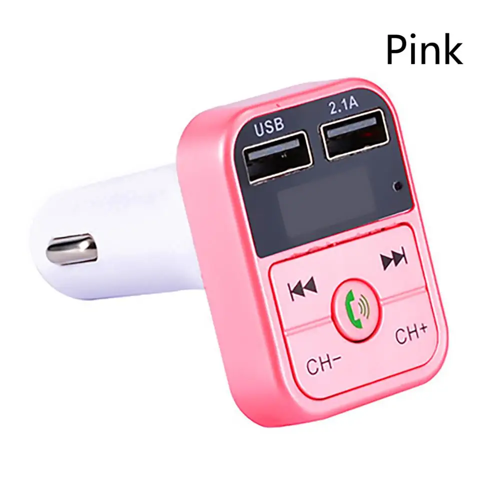 Pink Автомобильный комплект громкой связи беспроводной Bluetooth fm-передатчик ЖК MP3-плеер USB зарядное устройство 2.1A автомобильный двойной USB Быстрый автомобильный аксессуар - Название цвета: Pink