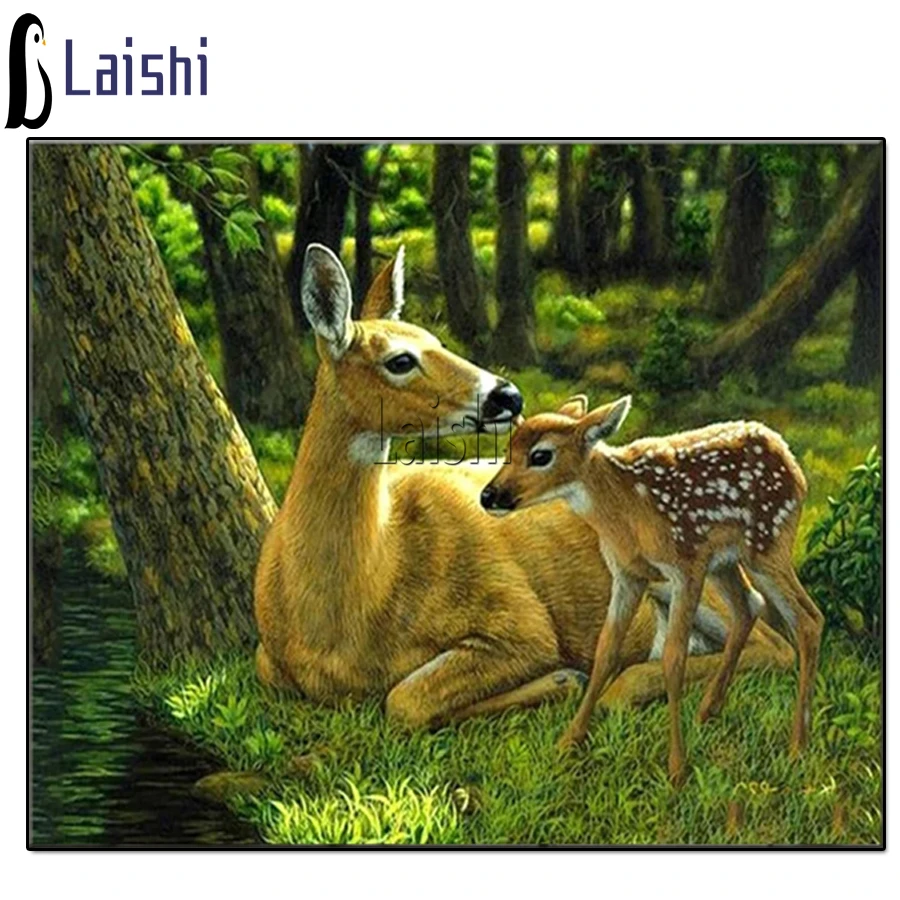 

New Diamond Painting Cross Stitch Kit forest Animal Deer Mother and Child Rhinestone Mosaic Diamond Embroidery Home Decoration