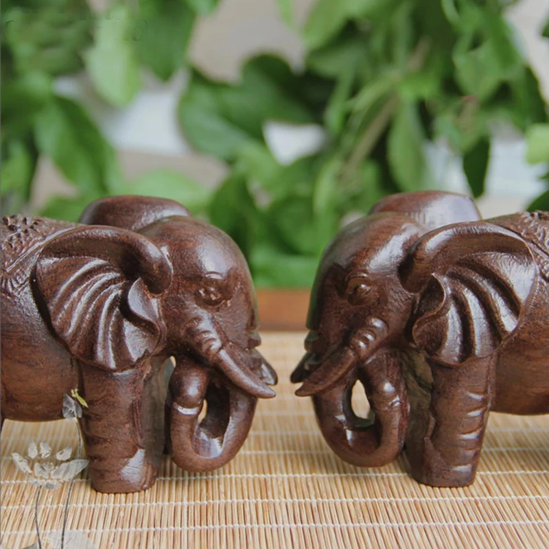 Wealthy Fortion Elephant Crafts Wooden Mini Statue Figurines Fengshui Ornament Home Wedding Party Decor Gifts Souvenir | Дом и сад