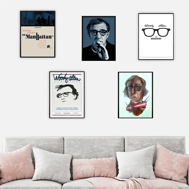 Качественный белый глянцевый бумажный постер с изображением Вуди Аллена картина