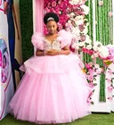 Розовые бусины пышные цветочные платья для девочек бальное платье для первого причастия платья принцессы для конкурса Маленьких Девочек Платья на день рождения