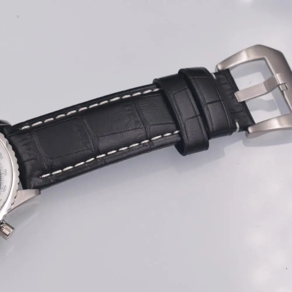 

Corgeut 46mm Men Quartz Watches Luxury Brand Cadisen 316L SS Case Black Dial Leather Strap Fashion Luminous