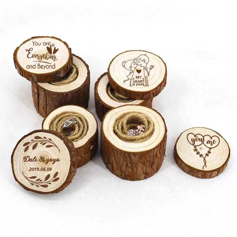 

Коробка для свадебных колец ручной работы из натурального дерева