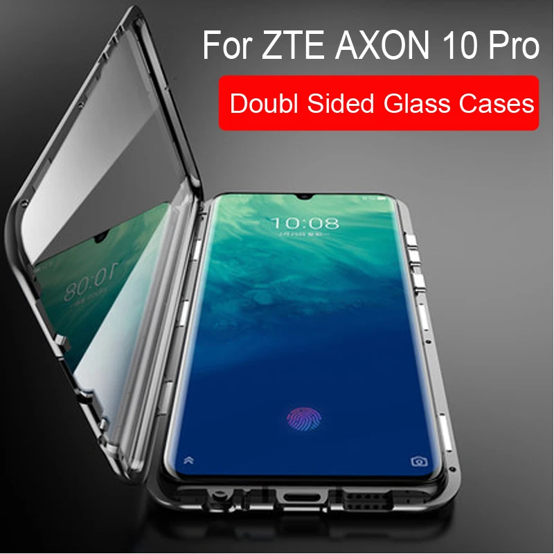 Магнитный адсорбционный чехол для ZTE AXON 10 Pro металлическая рамка двухсторонний
