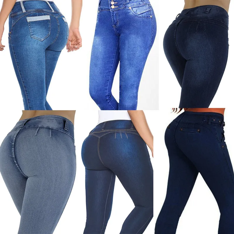 Women Casual Jeans High Waist Skinny Butt Lifting Elastic Bodycon Pencil Sexy Push Up Hip Cotton Ladies Jeans Femme Denim Pants