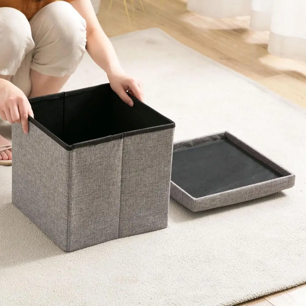 Льняная коробка для хранения складной тканевый стул домашняя сменная обувная