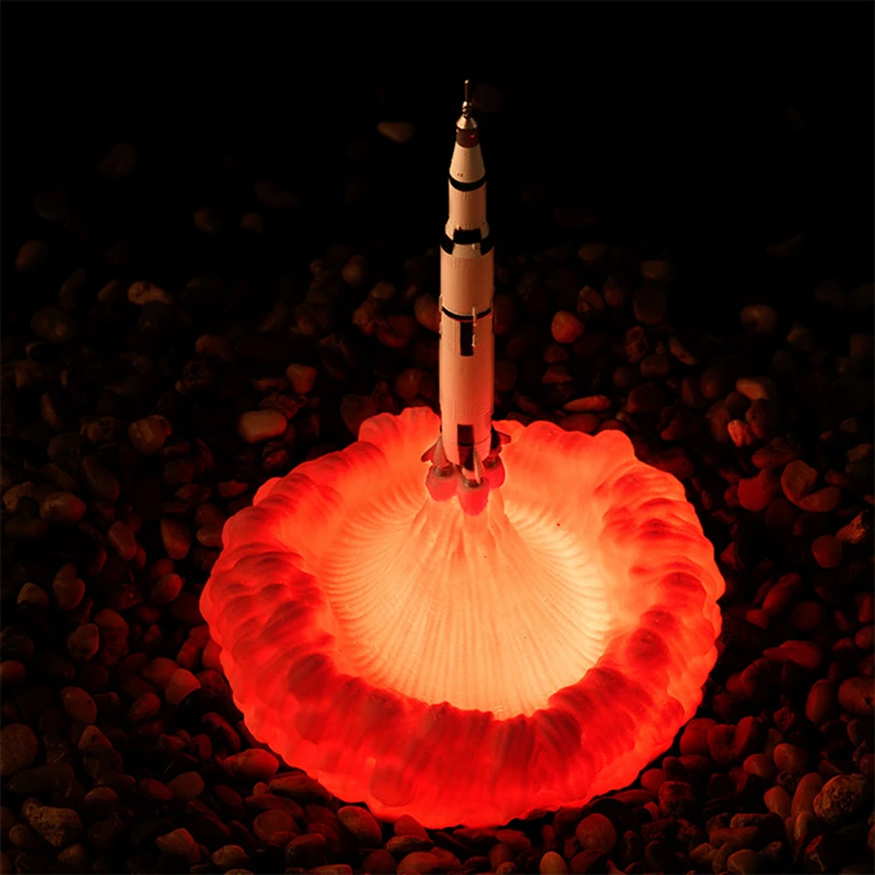 Скидка Светодиодный космический светильник с 3D рисунком ракеты, ночник с мягким аккумулятором для спальни, гостиной, кемпинга, пешего туризма, дом...