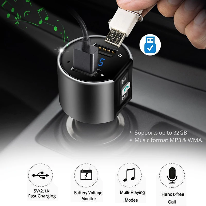 Беспроводной автомобильный Bluetooth fm-передатчик MP3-плеер Радио адаптер комплект 2-USB