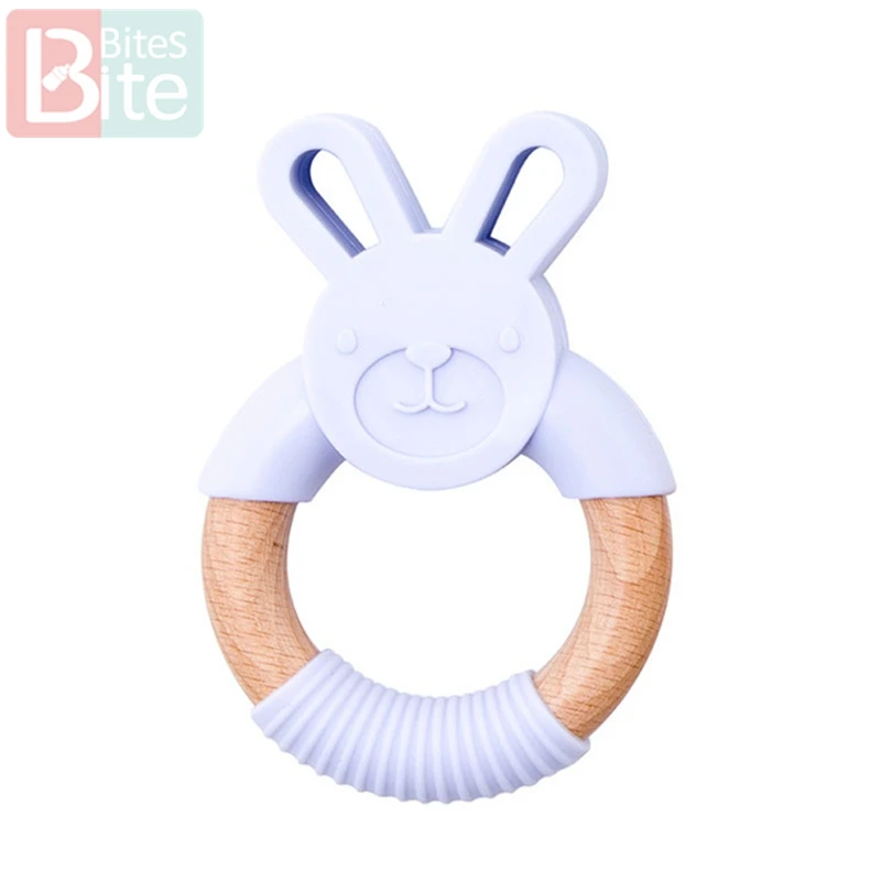 Purple Rabbit 1 шт. Детские трофеи силиконовые мыши грызуны Силиконовые Прорезыватели деревянные кольца деревянный Прорезыватель коляска белка для детей товары игрушки - Цвет: Purple Rabbit