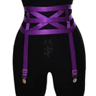 Кавайный пурпурный пояс для чулок, полая бандажная портупея для тела, эластичная готическая одежда для фетиша, женские чулки на талию, ремни на пояс