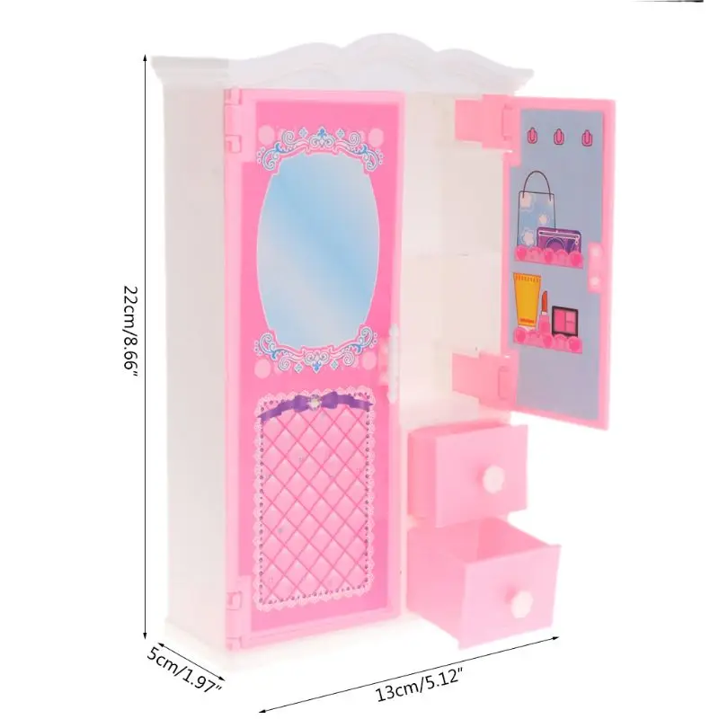 New Closet Toy With Mirror Doll House Princess Bedroom Furniture Wardrobe Accessories For Babie Dolls Toys Gifts | Игрушки и хобби