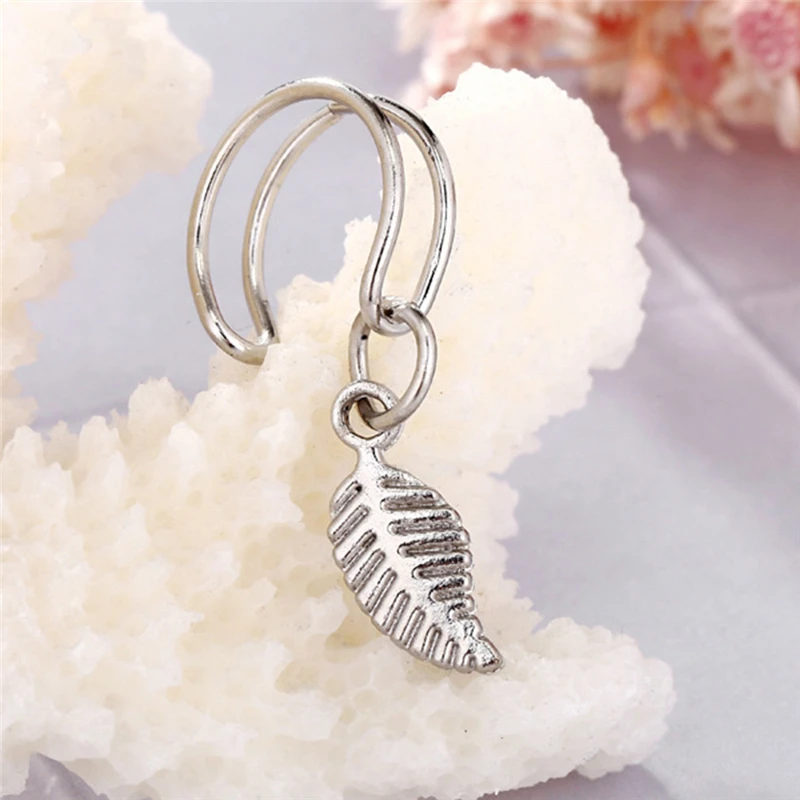 1pc Punk Rock Geometric U Shape Ear Clip Cuff Wrap Earrings No Piercing-Clip Leaf Pattern Statement Jewelry For Women | Украшения и