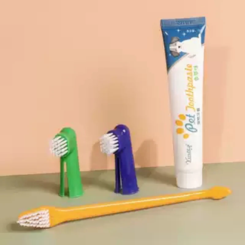 

Drop Shipping Pet Supplies Dog Cat Toothbrush and Toothpaste Set Edible Oral Healthy Care Cleaning Mouth Puppy