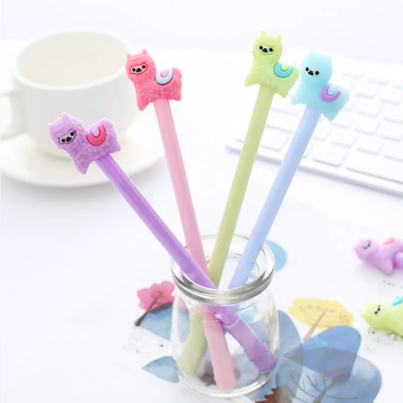Colored Alpaca Gel Pen Cute Animal Stationary Goods Kawaii School Accessories Office Supply Kawai Stationery Party Favor Thing | Канцтовары